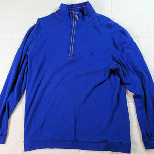 Tommy Bahamas Cotton Qtr Zip Blue Jacket Small